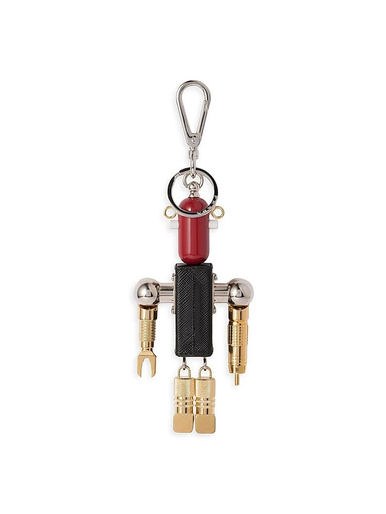Prada Robot Saffiano Leather Key Ring Charm 2