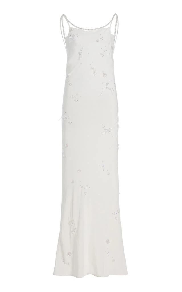 Bernadette Bernadette - Pearl-Embroidered Silk Maxi Slip Dress - White - FR 42 - Moda Operandi 1