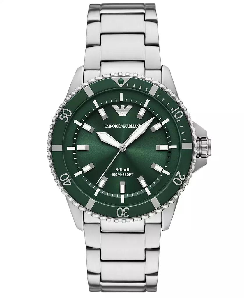 Emporio Armani Men
s World Explorer Solar Stainless Steel Bracelet Watch 42mm