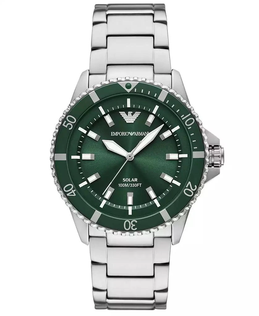 Emporio Armani Men
s World Explorer Solar Stainless Steel Bracelet Watch 42mm 1