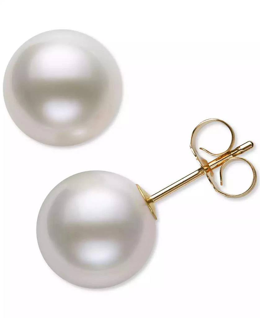 Belle de Mer Cultured Freshwater Pearl Stud 14k Yellow Gold Earrings (8mm) 2