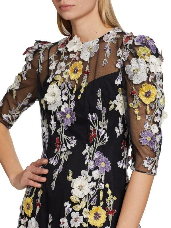 Teri Jon Embroidered Floral Cocktail Dress 4
