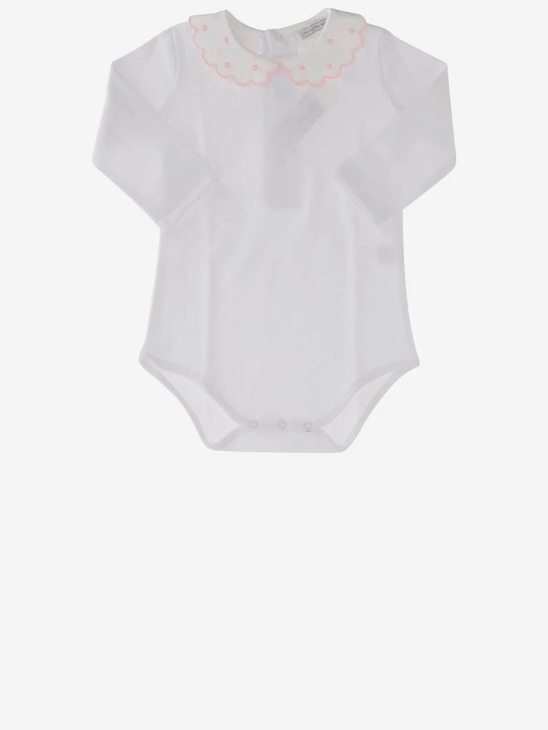 Nicoletta Fanna Cotton Bodysuit With Embroidered Collar 1