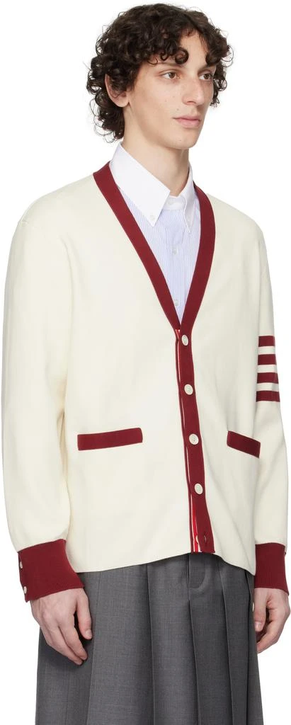 Thom Browne Off-White Milano Stitch 4-Bar V Neck Rugby Cardigan 2