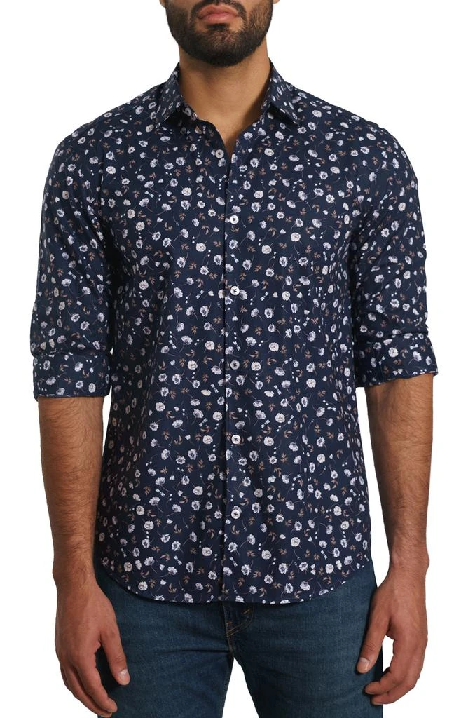 Jared Lang Trim Fit Floral Cotton Button-Up Shirt 1