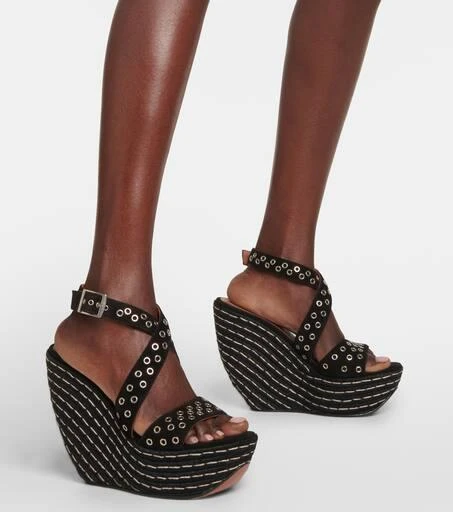 Alaïa Embellished suede wedge sandals 4