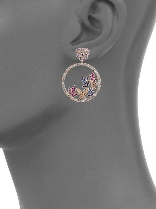 Eye Candy LA Luxe Collection 14K Gold-Plated Brass & Cubic Zirconia Butterfly Hoop Earrings 2