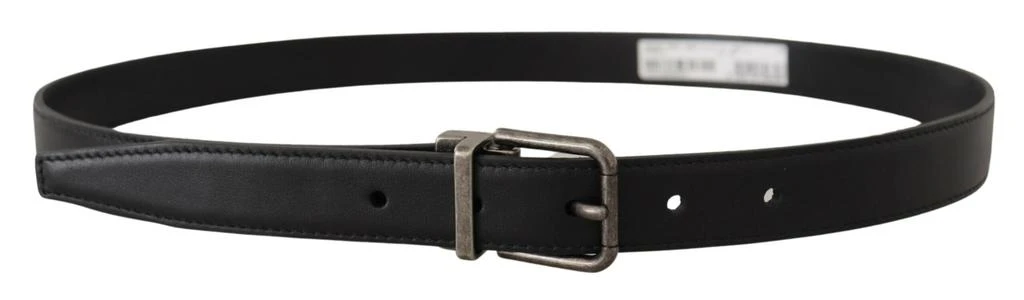 Dolce & Gabbana Dolce & Gabbana Black Plain Leather Vintage Logo Metal Buckle Belt 3