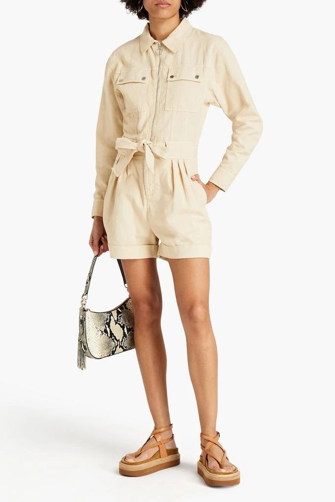 Sandro Pleated cotton and linen-blend twill playsuit 2
