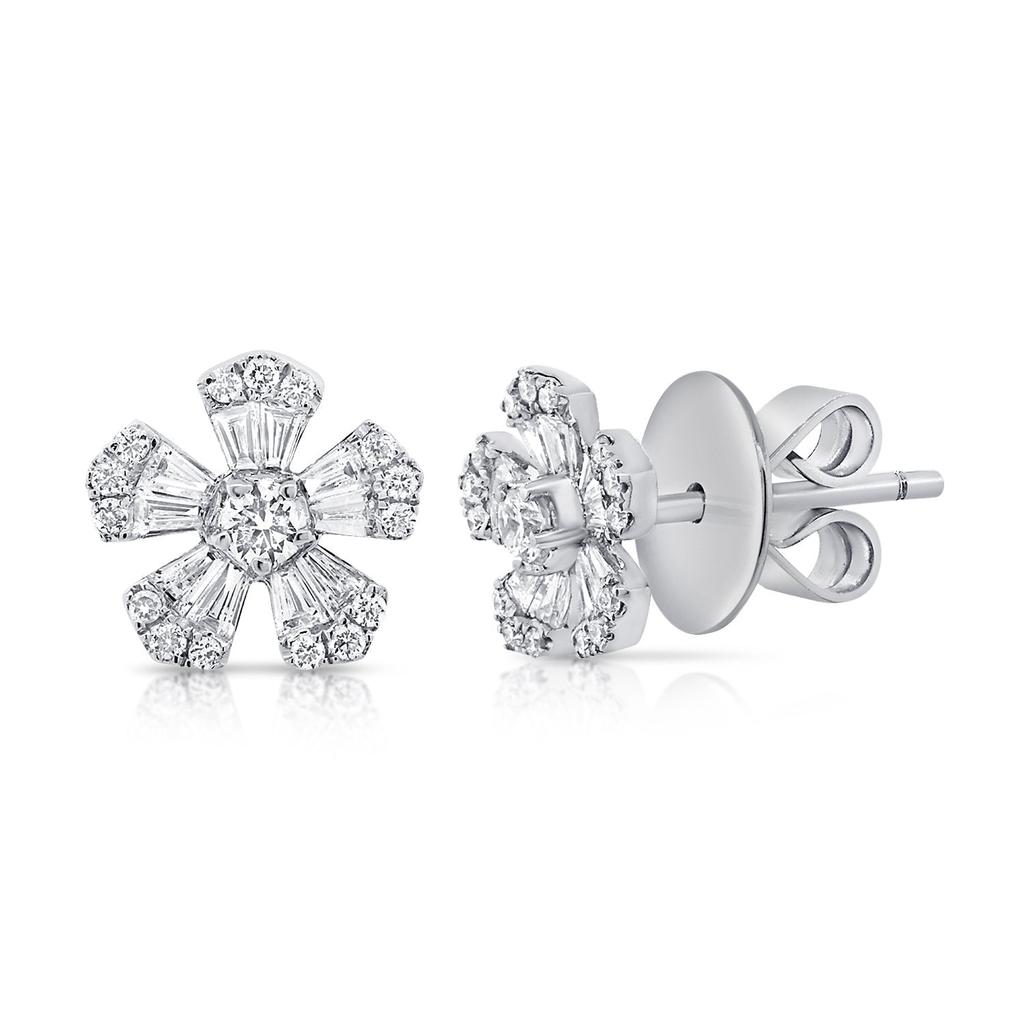 Sabrina Designs 14k Gold & Diamond Baguette Flower Stud Earrings