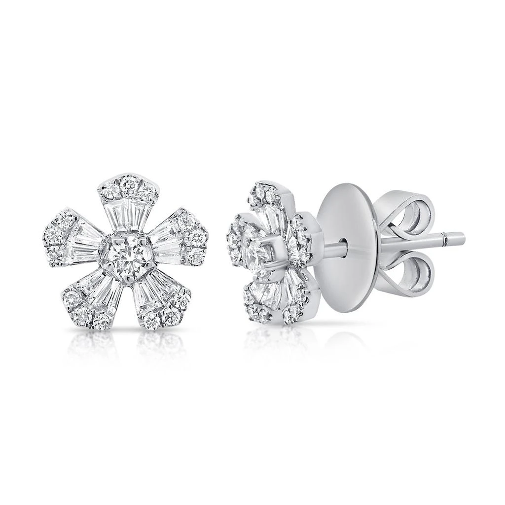 Sabrina Designs 14k Gold & Diamond Baguette Flower Stud Earrings 2