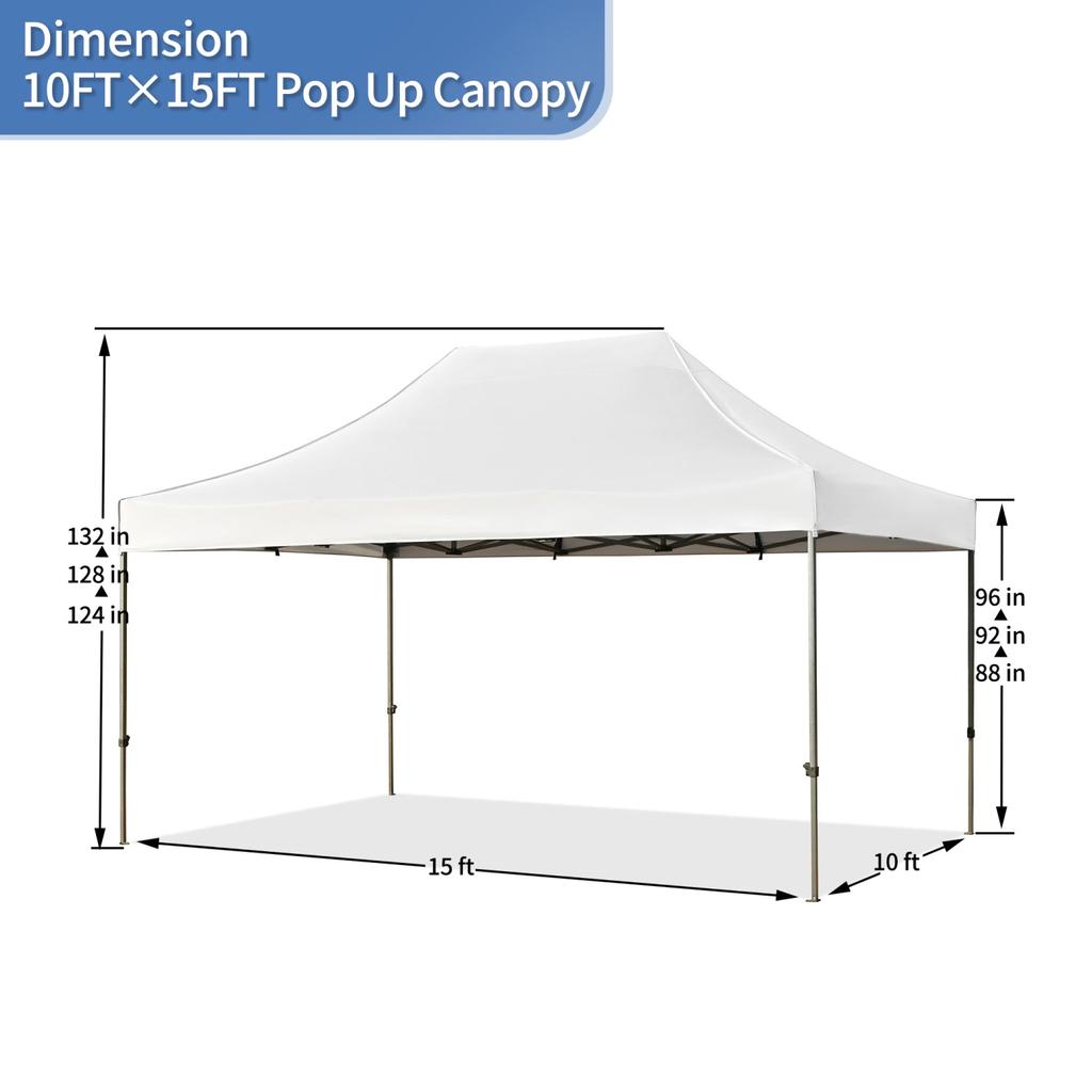 Streamdale Furniture Streamdale 10x15 Pop-Up Canopy Tent, Waterproof, UV Protection, Adjustable Height, White