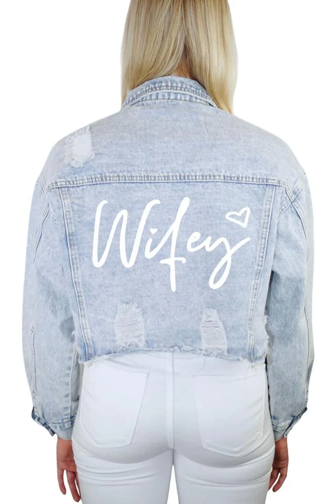 RIVALRY RUNWAY Wifey Denim Jacket In Light Wash 3