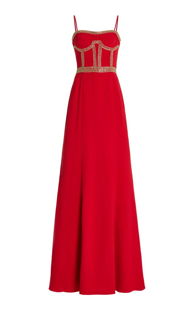 Cucculelli Shaheen Cucculelli Shaheen - Exclusive Eclat Eleve Beaded Silk Gown - Red - US 8 - Moda Operandi