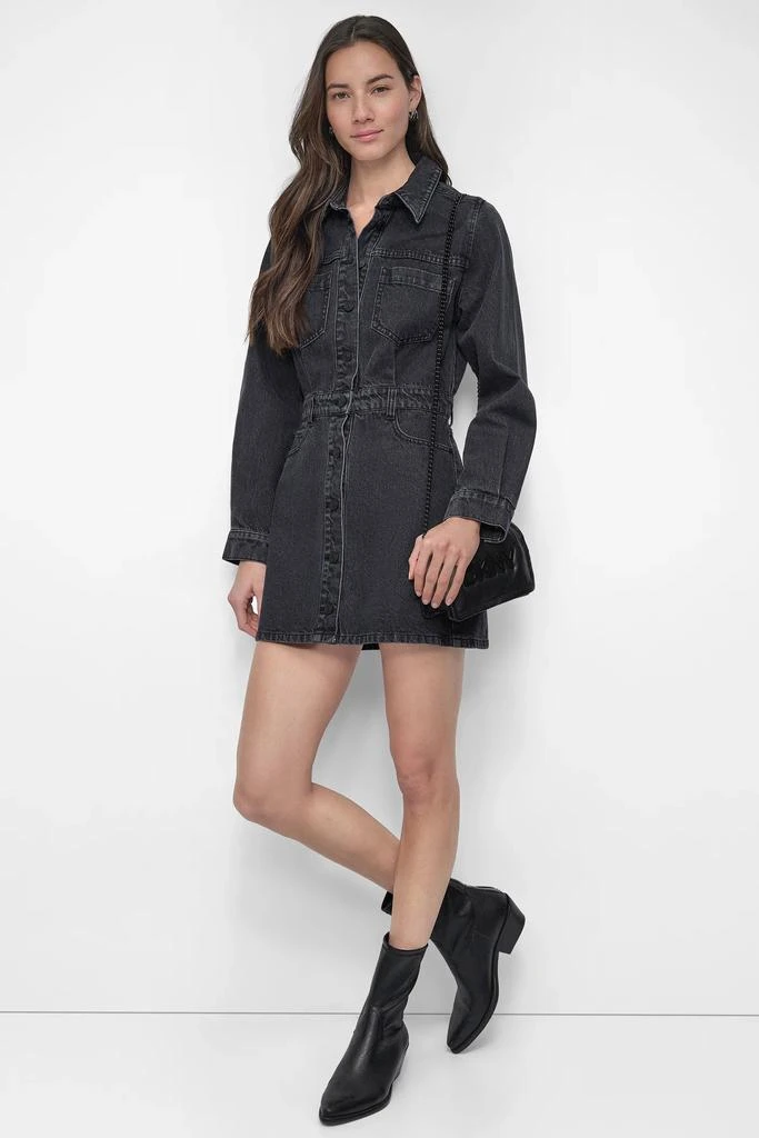 DKNY BUTTON DOWN LONG SLEEVE DENIM DRESS 8