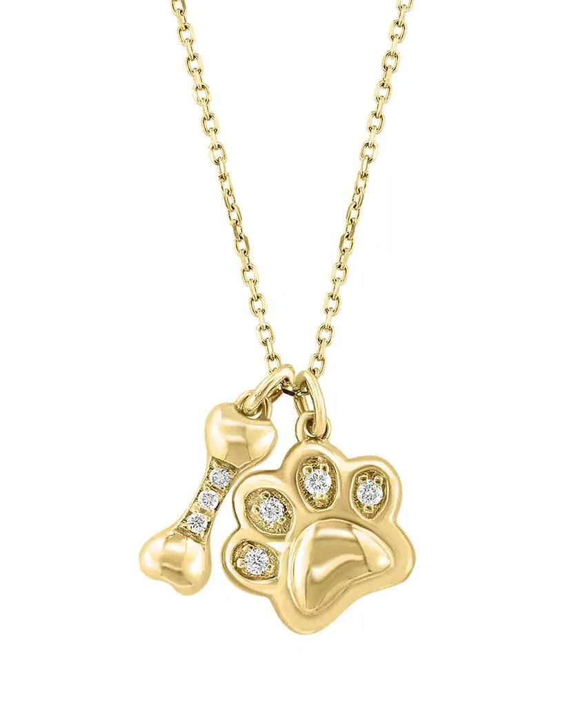 Effy EFFY® Diamond Dog Paw & Bone 16" Pendant Necklace (1/20 ct. t.w.) in 14k Gold 3