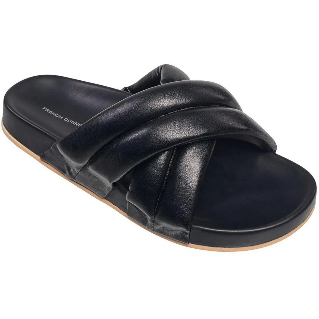 French Connection Hayden Womens Vegan Leather Footbed Slide Sandals 1