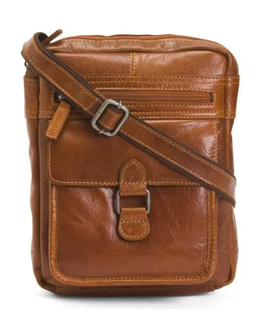 JACK GEORGES Leather Voyager Hand Stained Crossbody