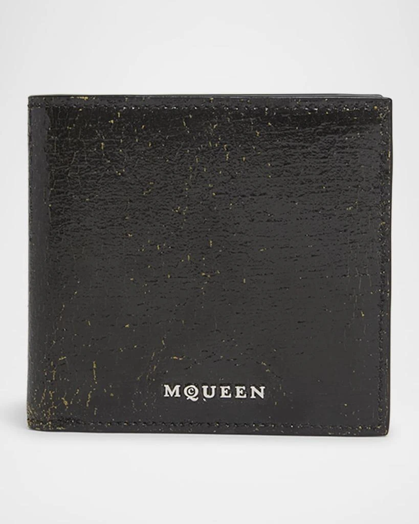 Alexander McQueen Men's Cracked Leather Bifold Wallet 1