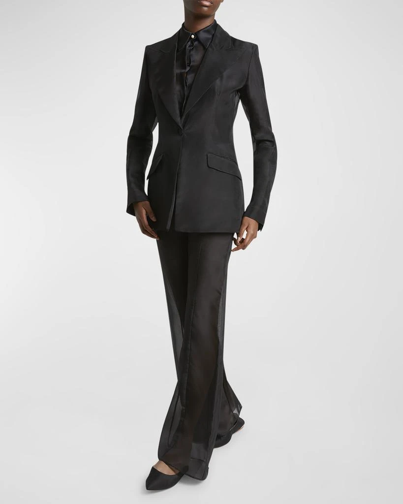 Gabriela Hearst Rhein High-Rise Sheer Silk Flared Pants 3