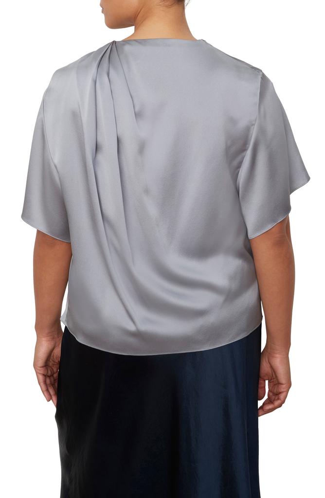 Vince Drape Neck Flutter Sleeve Silk Top