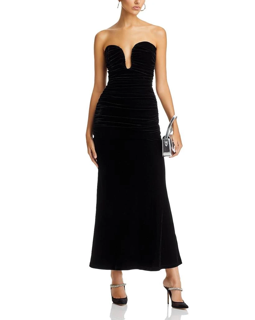 Bardot Elvira Velvet Plunging Neck Dress 3