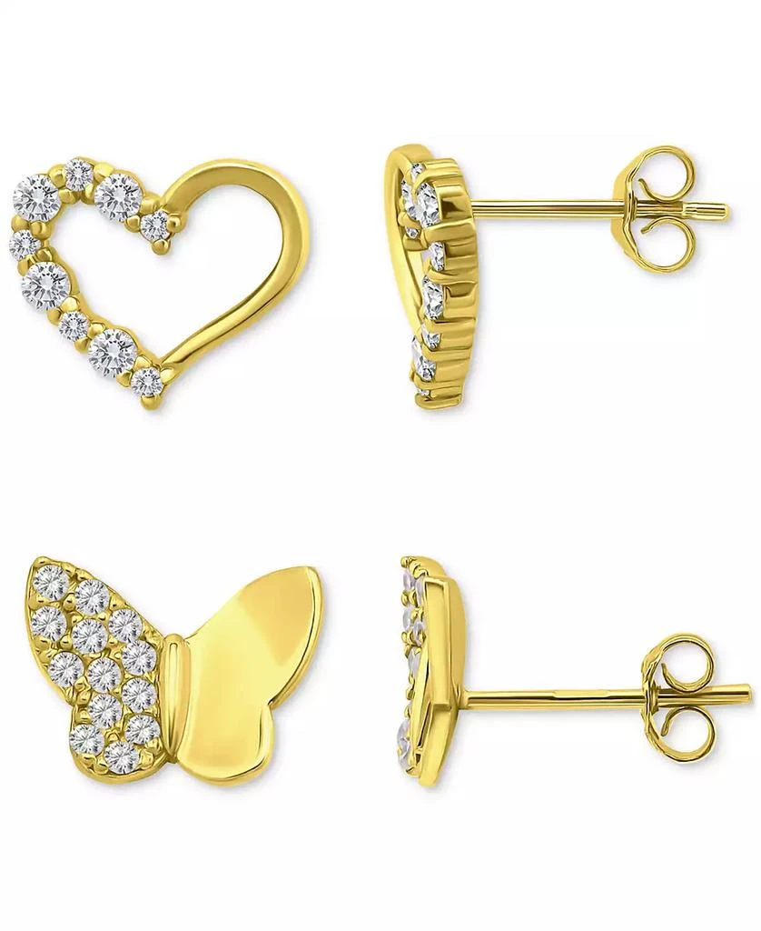 Giani Bernini Cubic Zirconia Heart & Butterfly 2-Pc. Set Stud Earrings (1 ct. t.w.) in 18k Gold over Sterling Silver, Exclusively at Macy's 3