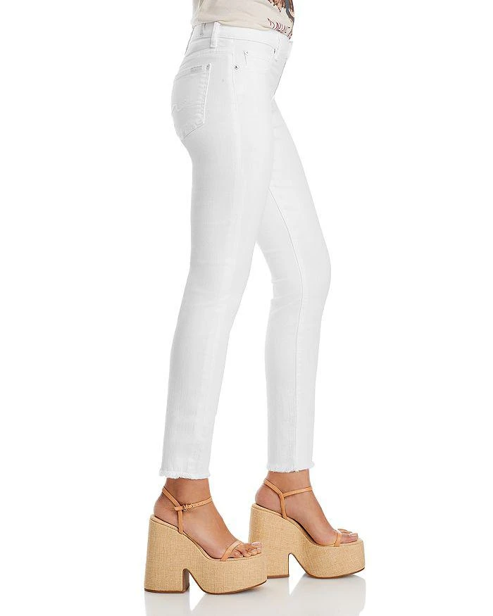 7 For All Mankind Roxanne Mid Rise Raw Hem Ankle Skinny Jeans in White Fashion 4