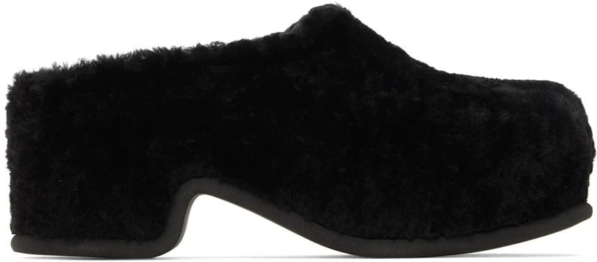Dries Van Noten Black Shearling Clogs 1