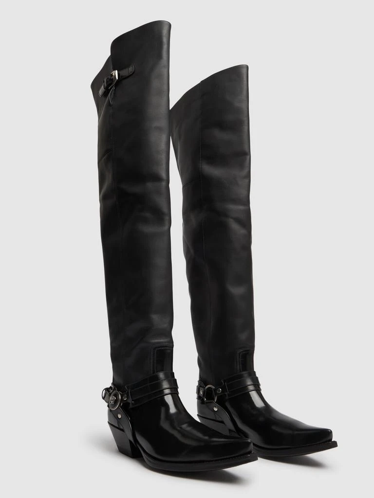 Versace 40mm Leather Western Over The Knee Boots 2