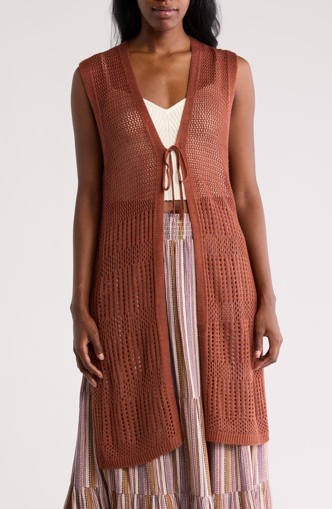 DR2 by Daniel Rainn Pointelle & Open Knit Long Sweater Vest