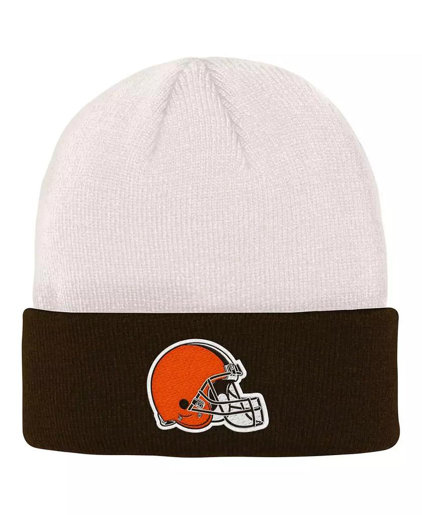 Outerstuff Big Boys and Girls Cream, Brown Cleveland Browns Bone Cuffed Knit Hat