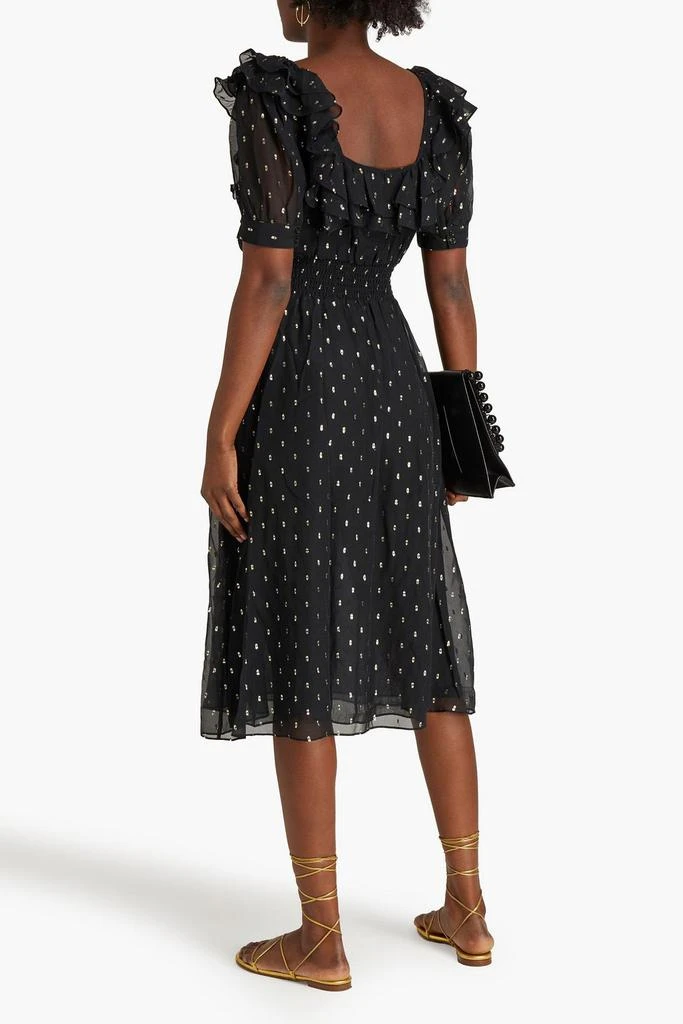 ba&sh Romeo ruffled metallic fil coupé georgette midi dress 3