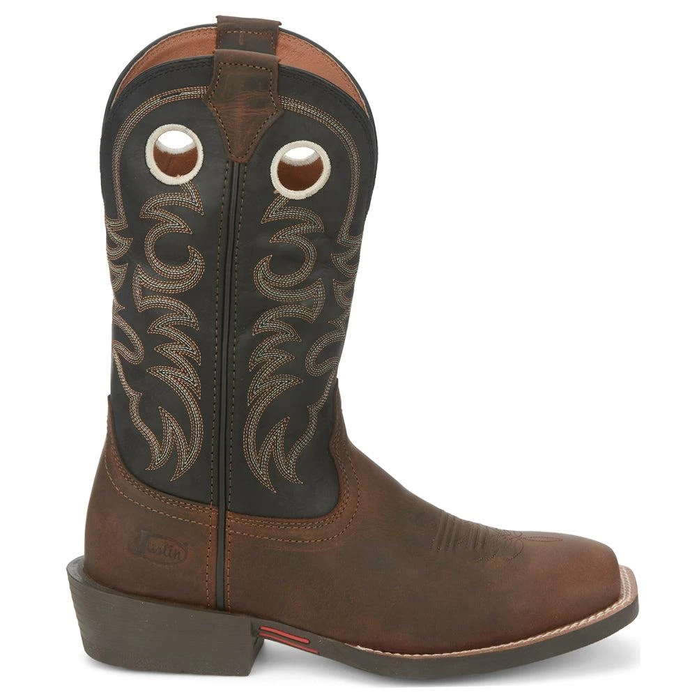 Justin Boots Stampede 12 inch Embroidered Square Toe Cowboy Boots 1