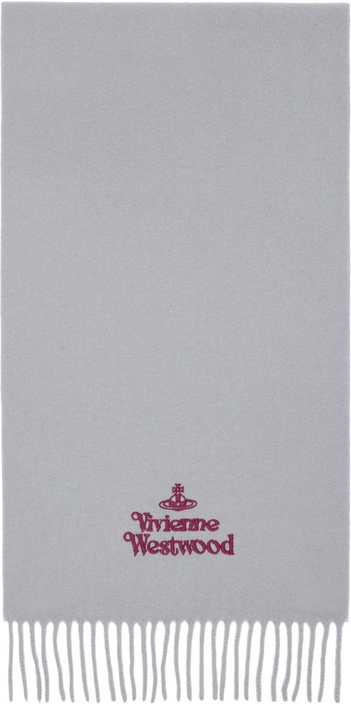 Vivienne Westwood Gray Embroidered Scarf