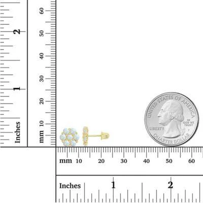 LULEA Lab Created Sterling Silver Rhodium 2.5Mm Round Created Opal Flower Screwback Earring 4