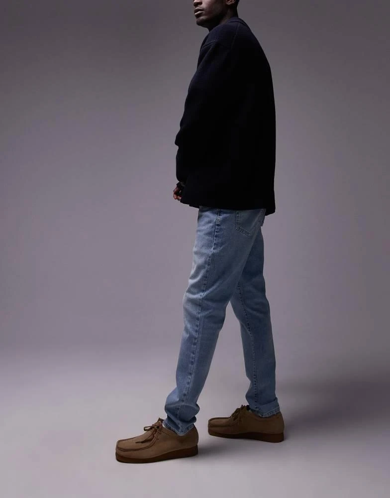 Topman Topman stretch skinny jeans in light wash blue 3