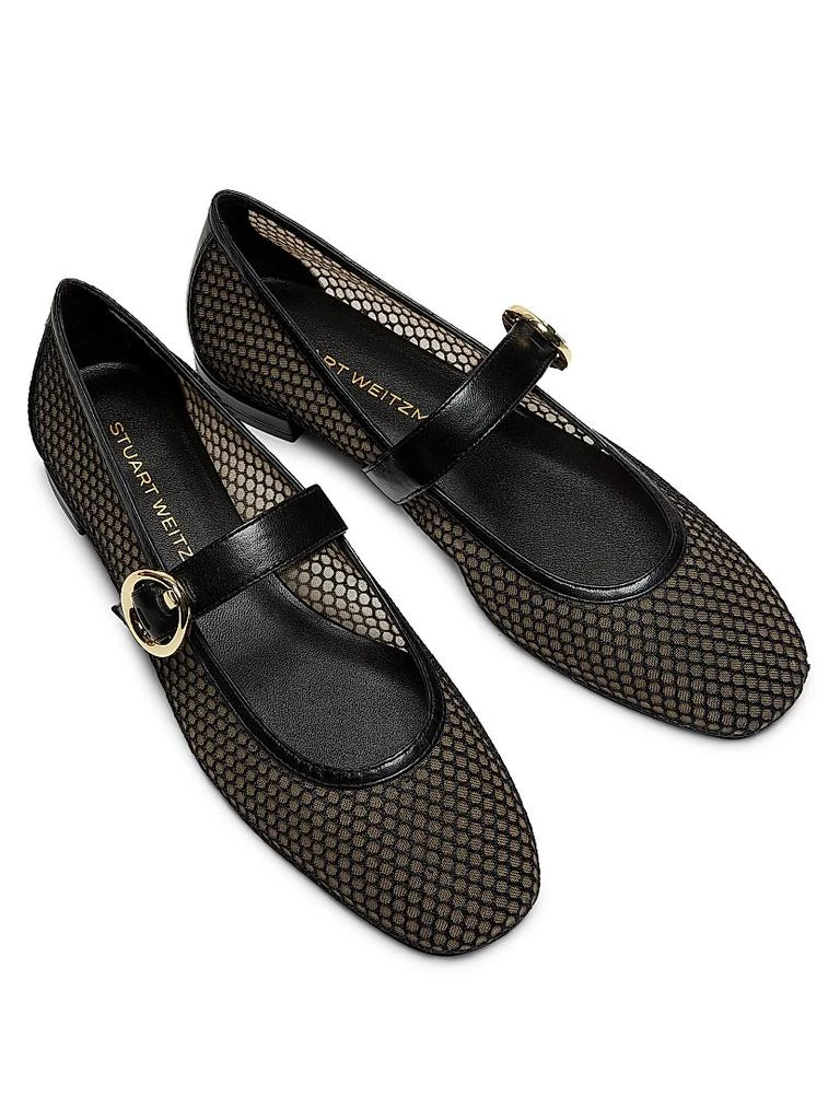 Stuart Weitzman Arabella Mesh & Leather Mary Janes 4
