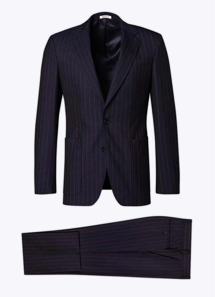 预计3周后发货 Fursac Costume 2 Pièces Toile Marine Avec Rayures - Rouge, Orange Et Marine - Homme 7