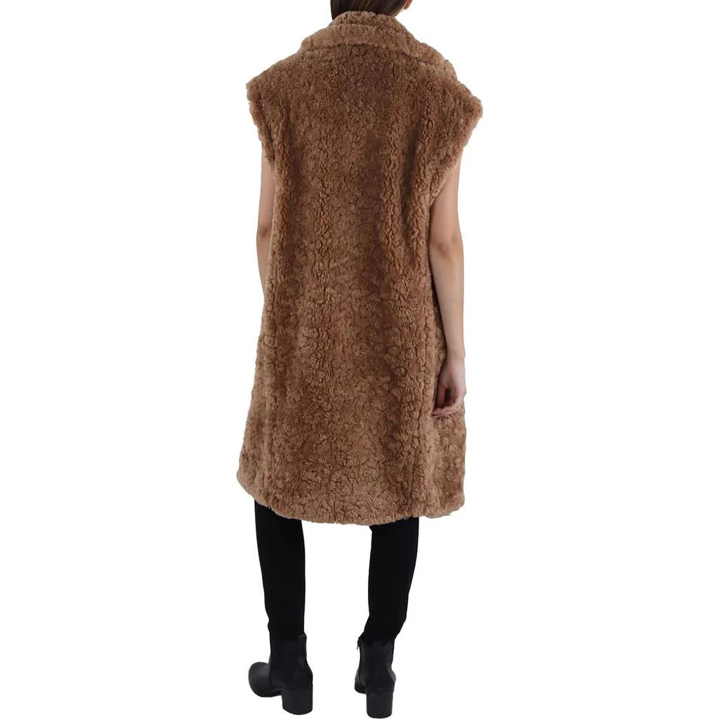 BCBG Womens Notch Collar Midi Faux Fur Coat 2