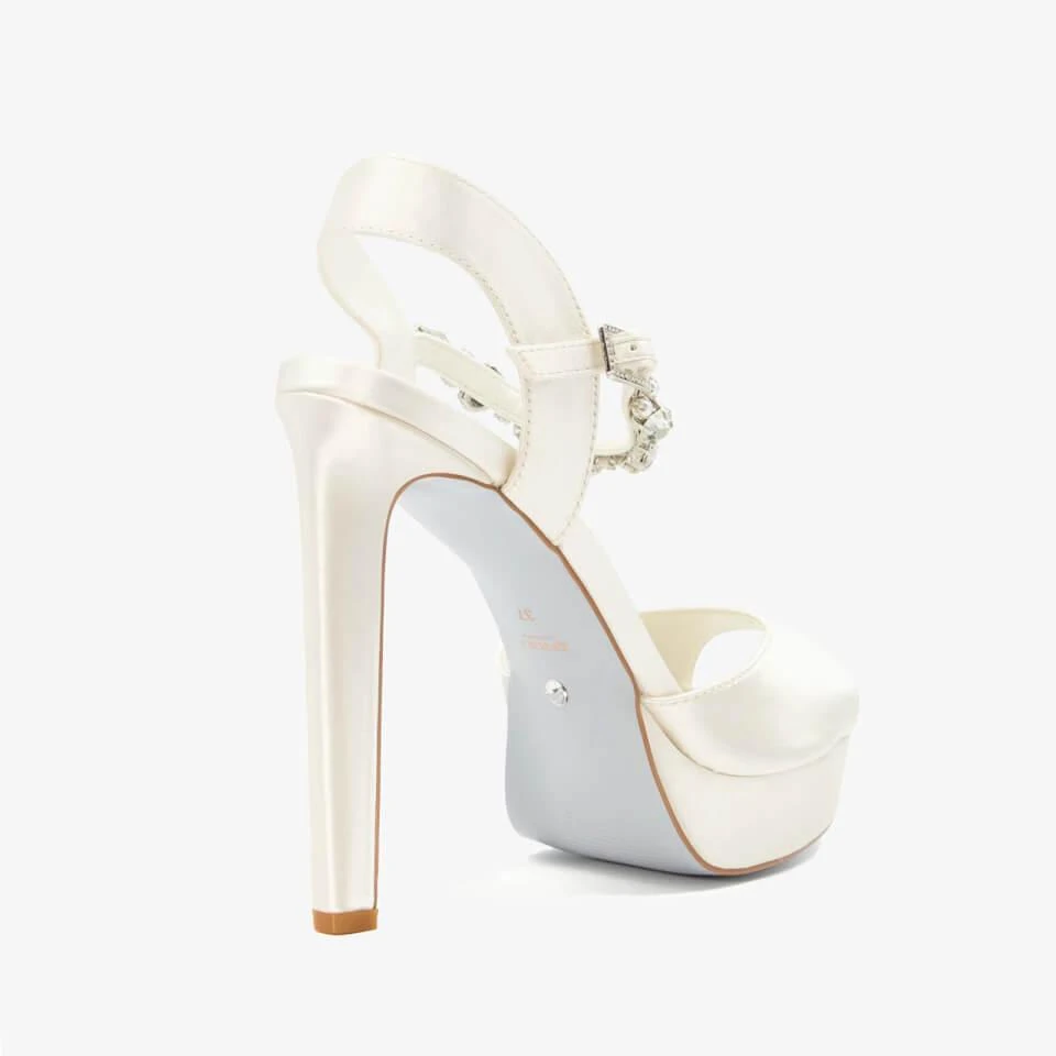 Dune DUNE LONDON MIRACLE EMBELLISHED SATIN HEELED PLATFORM SANDALS 3
