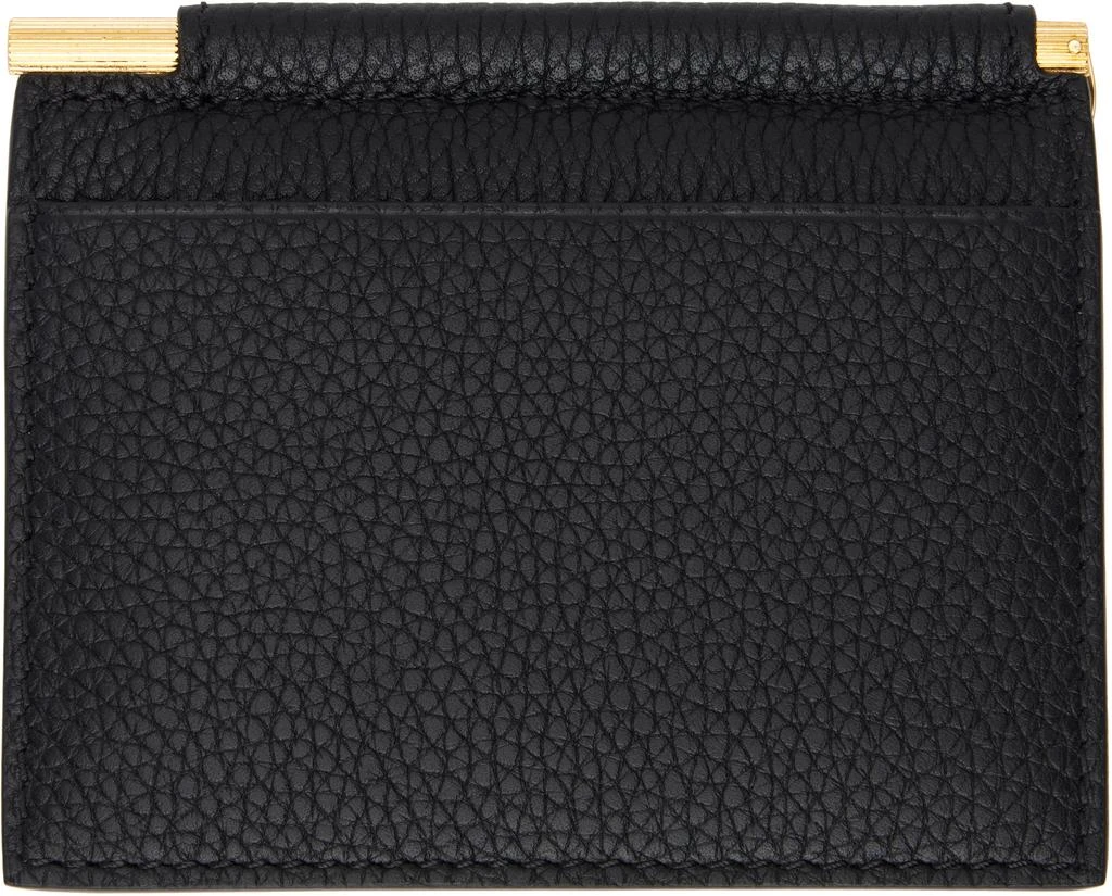 Tom Ford Black Small Grain Leather Money Clip Card Holder 2