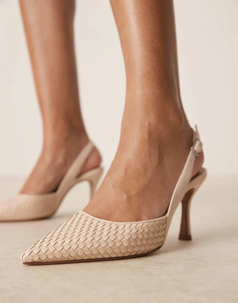 ASOS ASOS DESIGN Samber slingback stiletto heels in off white weave 3