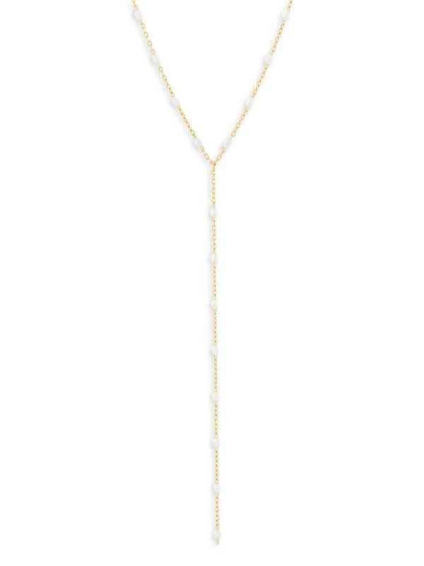 Saks Fifth Avenue 14K Yellow Gold & Enamel Bead Lariat Necklace 1
