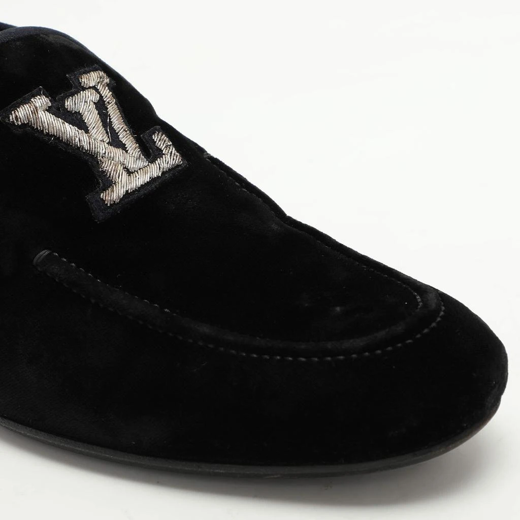 Louis Vuitton Louis Vuitton Black Velvet Logo Embroidered Slip On Loafers Size 41.5 7