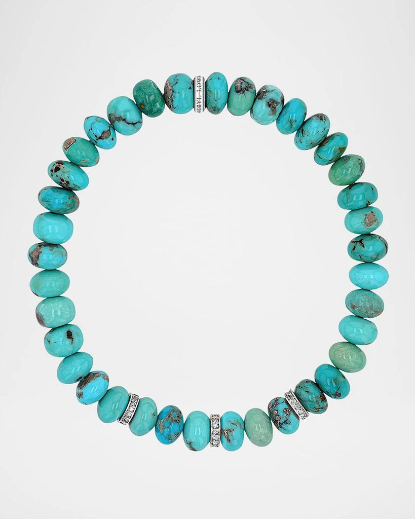 Sheryl Lowe Sterling Silver Rondelle and Turquoise Bead Bracelet 1