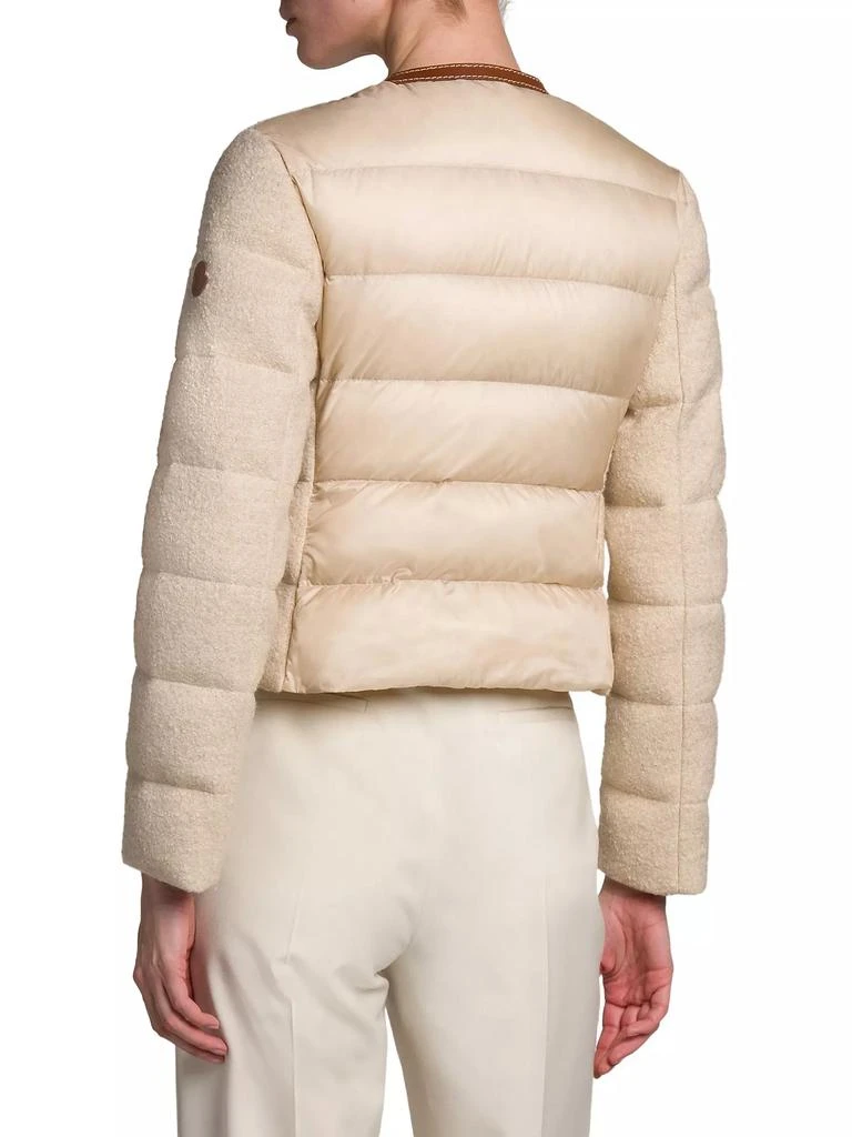 Moncler Serinde Boucle Short Down Jacket with Leather Trim 4