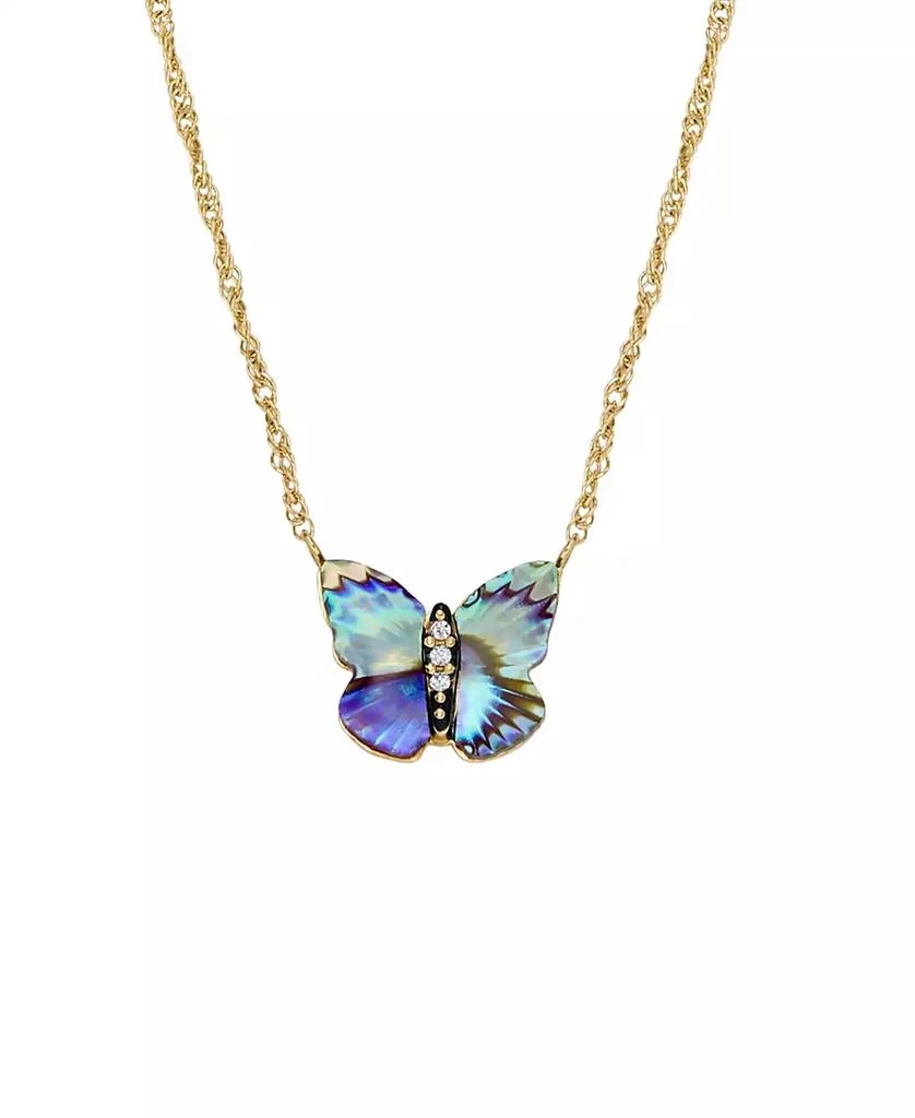Fossil Sutton Butterfly Wings Abalone Pendant Necklace 2