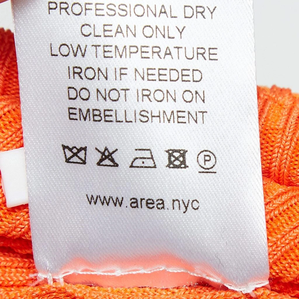 AREA Area Orange Rib Knit Crystal Embellished Midi Dress M 7