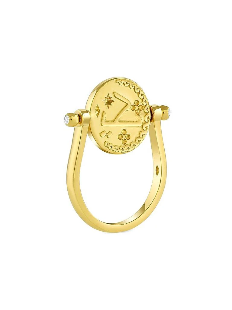 Mazahri Symbology 18K Yellow Gold & Multi-Gemstone Yak Coin Swivel Ring 2